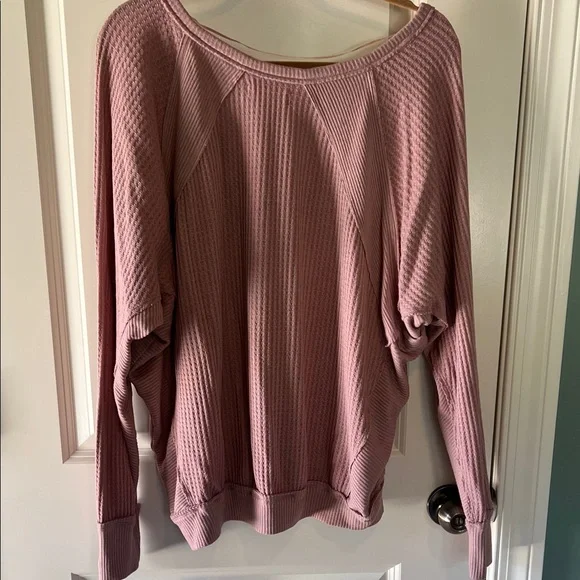 We The Free Dusty Pink Waffle Knit Top - Picture 6 of 7
